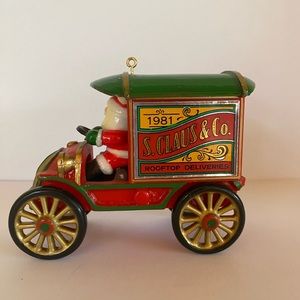 Hallmark 1981 Here Comes Santa Rooftop Deliveries truck ornament